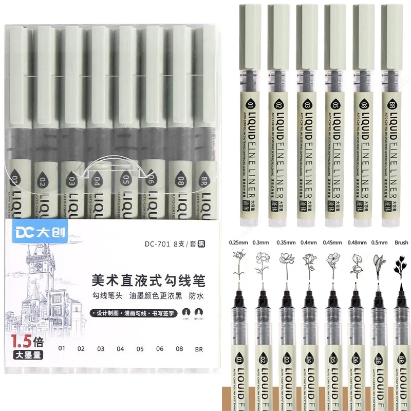 Copic Marker Sketch - Juego de 5/8/12 Rotuladores Negros Tibs
